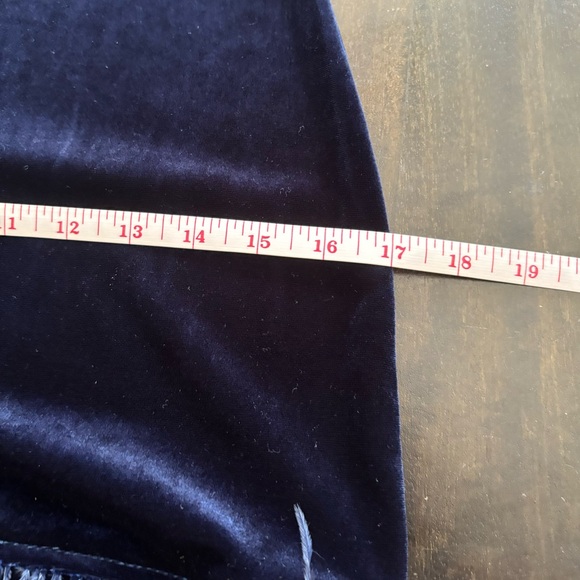 🥳♥️ Junior’s B. Darlin Navy Scoop Neck Velvet Feather Trim Dress - Picture 14 of 16